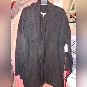 Time and Tru black long cozy pull-on sweater coat